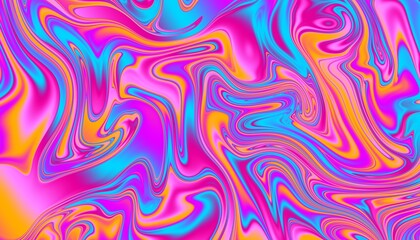 Obraz premium Rainbow swirling pattern with vivid neon pink, orange and blue tones. Excellent for vibrant print design, retro-futuristic UI or energetic abstract backdrops. Vibrant graphic abstract wallpaper