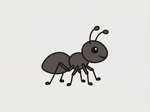 A cute cartoon black ant vector illustration