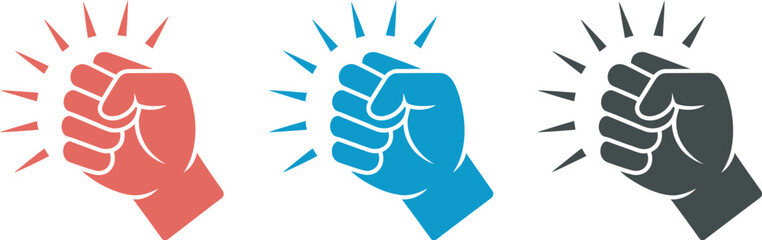 Knocking fist icon hitting outline graphics red blue black symbols isolated vector collection for notification signals, engagement gestures and interaction feedback UI design systems. © Dalim 6