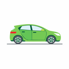 Obraz premium Green Hatchback Car Illustration