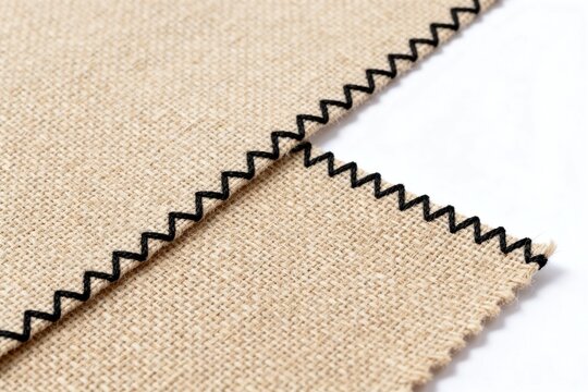 Beige fabric with black zigzag stitching