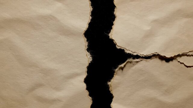 Torn paper revealing black void abstract background texture