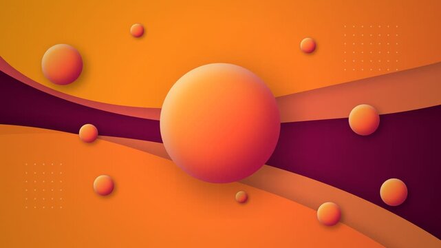 The vibrant orange gradient layers intertwine with spherical shapes to create a captivating visual display, showcasing a dynamic composition with purple accents and a mesmerizing gradient effect