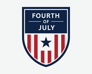 Fototapeta premium Fourth of july emblem with stripes and star patriotic american shield design