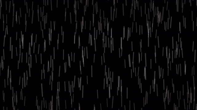 Heavy rain wall falling in front of the camera against black screen. Raindrops splashing. Rain closeup vfx insert. Practical seamlessly loop able footage.