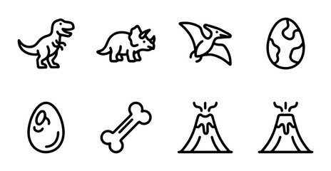 Dinosaur Icons Set, Prehistoric Vector Graphics, Ancient Reptile Symbols, Kids Education Elements © Sajid