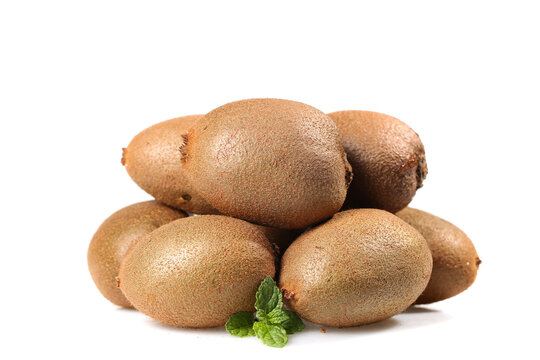 Fresh Zhouzhi Kiwifruit Still Life from Shaanxi Province China with Mint Leaves
