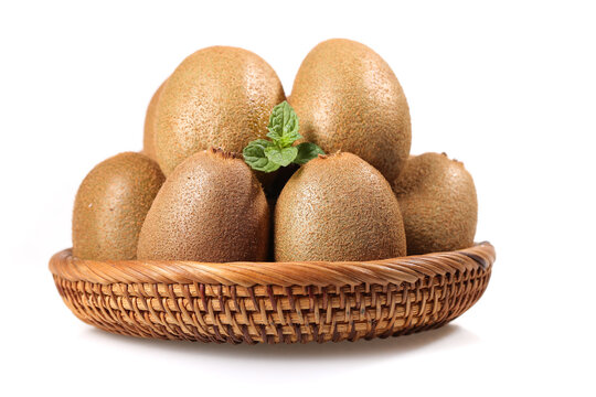 Fresh Kiwi Fruits from Zhouzhi Shaanxi in Wicker Basket Still Life Photography