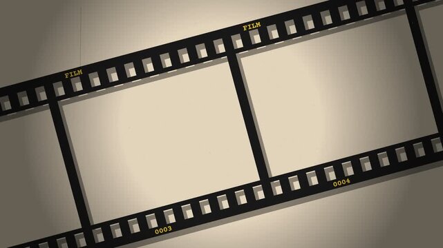35mm Film Strip Vintage Negative Diagonal Scrolling with Scratches and Dust Grain on Sepia Background Loop for Movie Intro