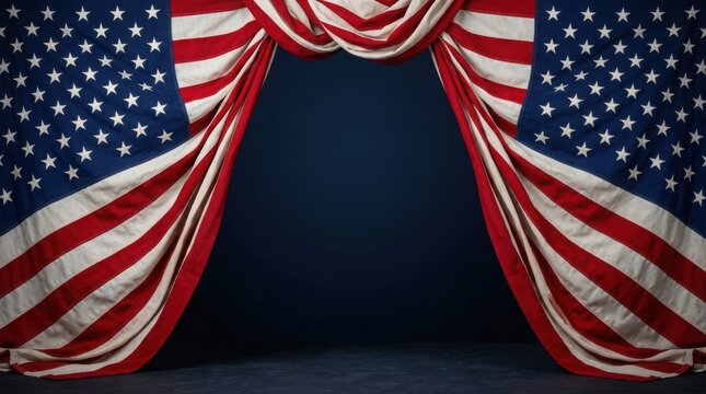 Independence day backdrop american flags draped for patriotic celebrations and events