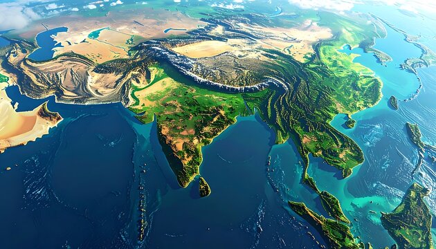 Asia continent map earth globe landscape.