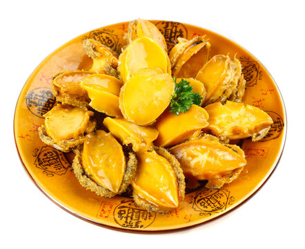 Golden Braised Abalone on Traditional Chinese Plate - Fujian Seafood Delicacy