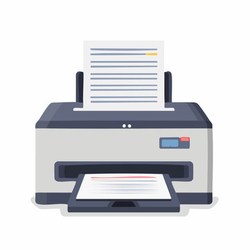 Flat illustration of a printer with paper