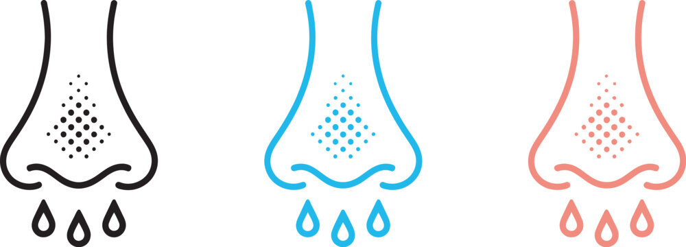 Runny nose icon sneeze flu allergy graphics nasal congestion symbols rhinitis infection concept vector illustration for healthcare, cold and allergy awareness design.