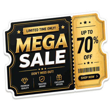 Mega sale banner with up to 70 percent discount offer