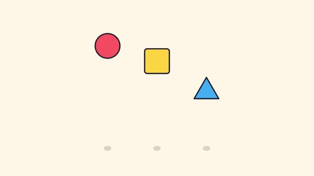 Three Geometric Shapes Bouncing Animation Loop