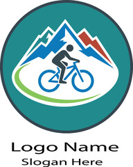Obraz premium mountain biking logo icon vector white background .
