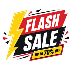 Fototapeta premium Bright flash sale banner with up to seventy percent off discount