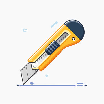 Yellow Utility Knife Illustration