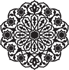 Intricate islamic geometric starburst design with black and white geometric starburst intricate elements decoration traditional