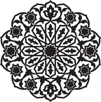 Intricate islamic geometric starburst design with black and white geometric starburst intricate elements decoration traditional