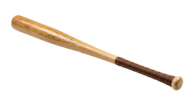 Baseball bat with brown handle isolated on transparent background