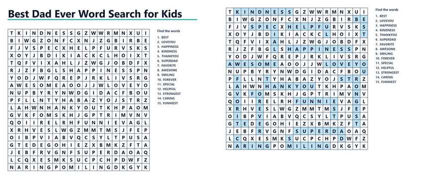 Best Dad Ever Word Search for Kids