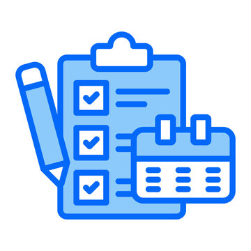 Project Planning Blue Outline Icon for Workflow Organization and Scheduling