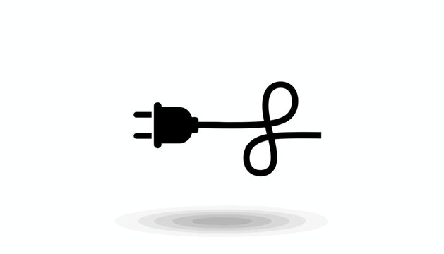 Electric plug icon, power cord symbol, black vector illustration, energy connection