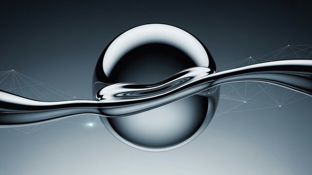 Liquid chrome droplets merging into a reflective sphere &ndash; Ideal for corporate mergers, strategic unity, or fluid technology design.