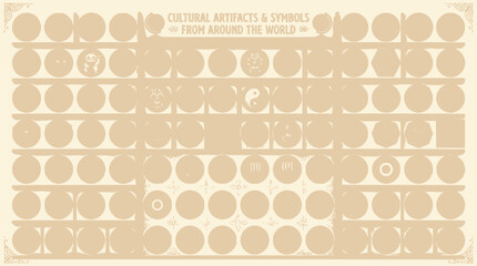 Fototapeta premium Global Cultural Artifacts & Symbols Collection - Vintage Style Illustration