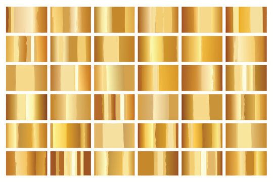 Set of Elegant Golden Gradient Swatches for Graphic Dsign, Luxury Metallic Textre Collection with Shiny Gld, Bronze, and Brass Finihes, Premium Vector Illustation of Bright Golden Bacgrounds
