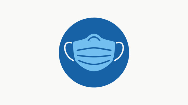 Blue Surgical Face Mask Icon.