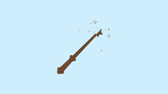 Brown wand with magic sparks flying.