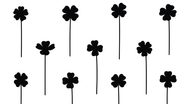 Black four leaf clover icons