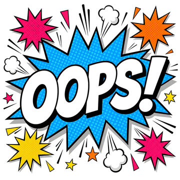 Colorful comic book style oops exclamation mark graphic