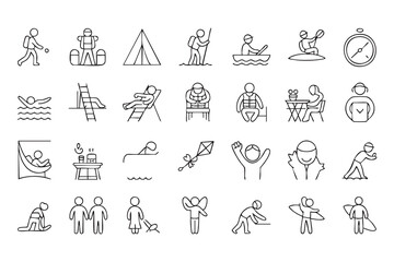 Fototapeta premium Outdoor Leisure Icon Pack For Summer Vacation Marketing Projects