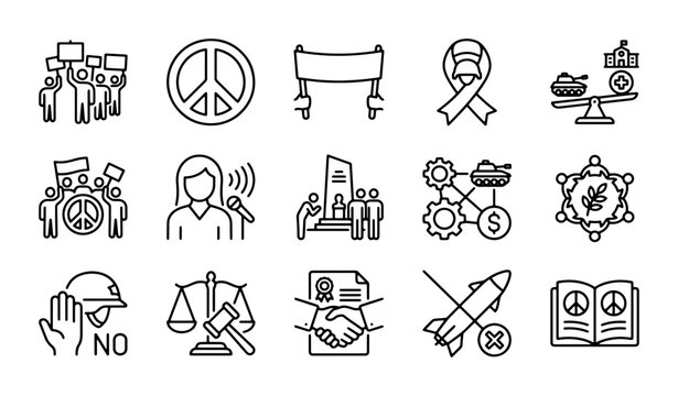 Peace and Protest Icons: Human Rights, Social Justice, Activism, and Diplomacy Symbols