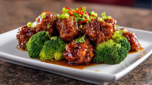 crispy general tso's chicken dish served on white plate