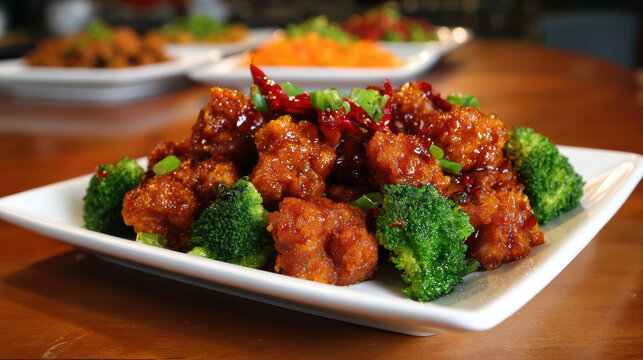 crispy general tso's chicken dish served on white plate