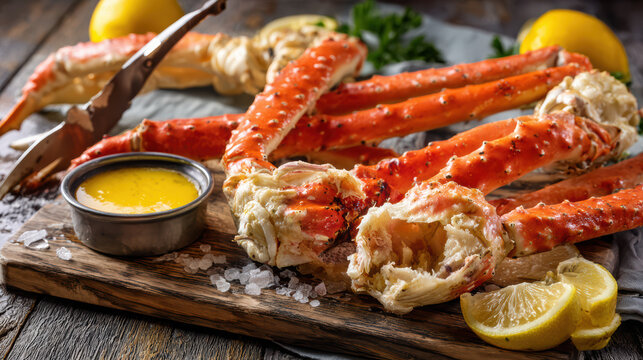 transparent king crab legs steamed and cracked open