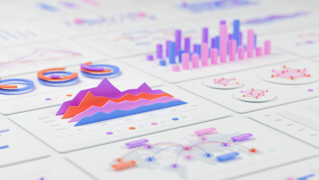 Financial data document graph chart report statistic marketing research development planning management strategy analysis accounting. Financial business technology concept. 3d rendering.