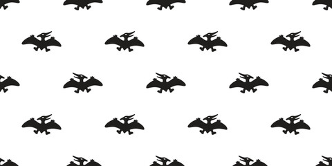 pteranodon seamless pattern flying dinosaur cartoon Pterosaurs vector character doodle illustration tile background wrapping paper repeat wallpaper scarf isolated design © CNuisin