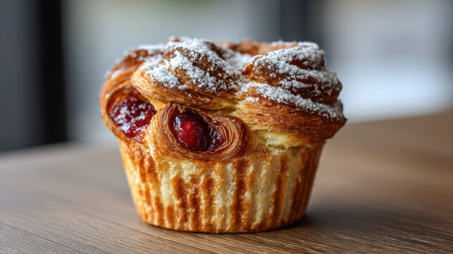 delicious cruffin croissant muffin with sugared exterior