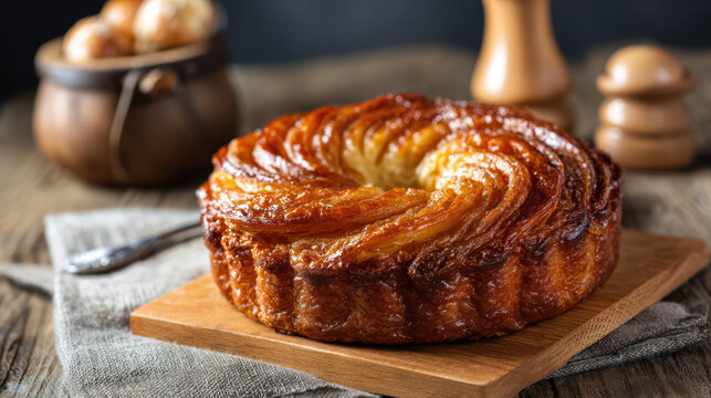 transparent kouign amann, breton cake with caramelized sugar