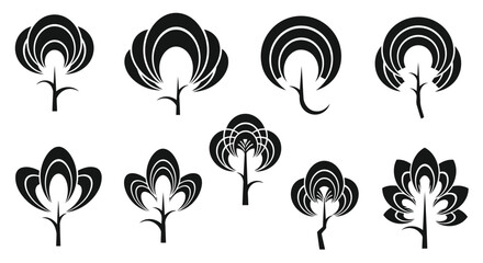 Set of black peacock feather icons © MohammadMasud