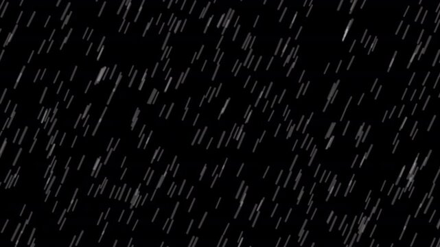 Heavy rain wall falling in front of the camera against black screen. Raindrops splashing. Rain closeup vfx insert. Practical seamlessly loop able footage.