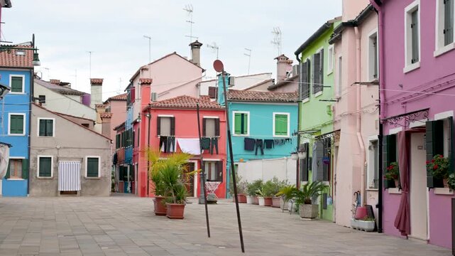 Colorful Houses of Murano Island in Venice Italy