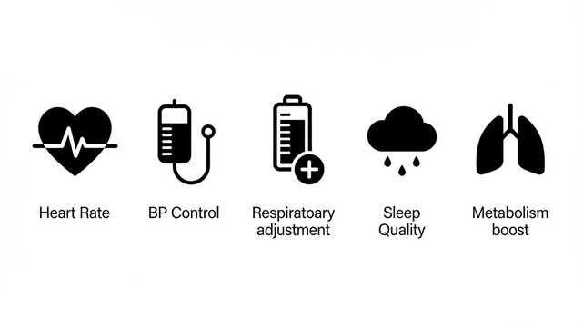 Covering heart rate, blood pressure, respiration, sleep, and metabolic management, basic vital sign regulation, daily management of chronic diseases, and sub-health status regulation.

