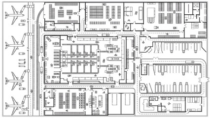 Fototapeta premium Robotics Production Facility Top View Smart Factory Vector